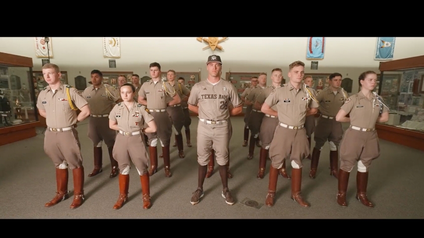 These Adidas Texas A&M Aggies baseball uniforms are scriptastic