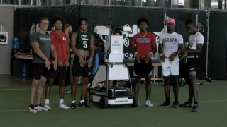 Standout 2025 receivers work with Monarc's robotic quarterback